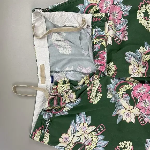 Vtg Polo Ralph Lauren Floral Shorts Mens 36 Green Tropical Floral Ukelele Y2K - Picture 5 of 14